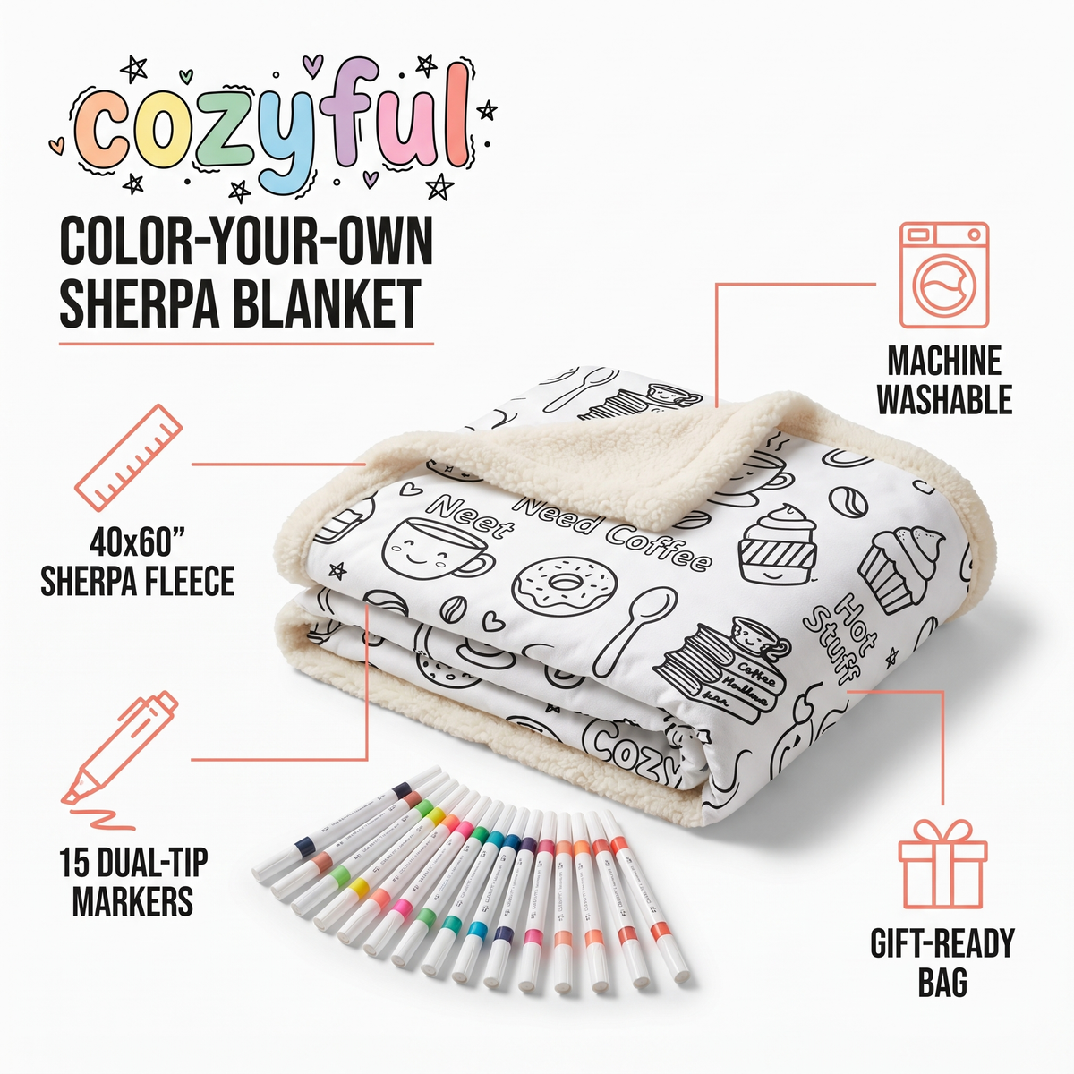 Cozyful™ - Coloring Sherpa Blanket